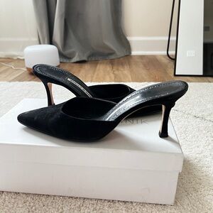 Manolo Blahnik Arriga black suede mules size 38